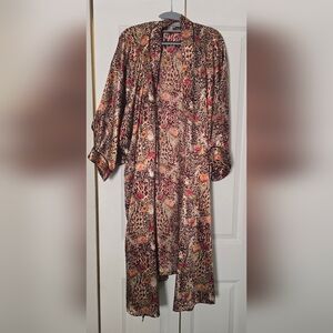 Avenue Body Chic Long Sleeve Floral and Animal Print Komono Robe 3x